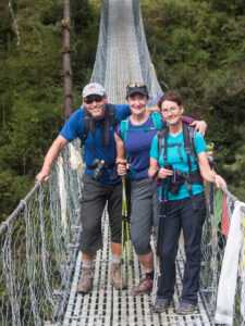 Trekkers on bridge below Ringmo on the Joiri to Everest Base Camp trail