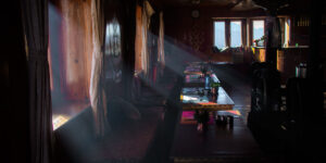Dining room of the Kongde hotel in the Khumbu region of Nepal