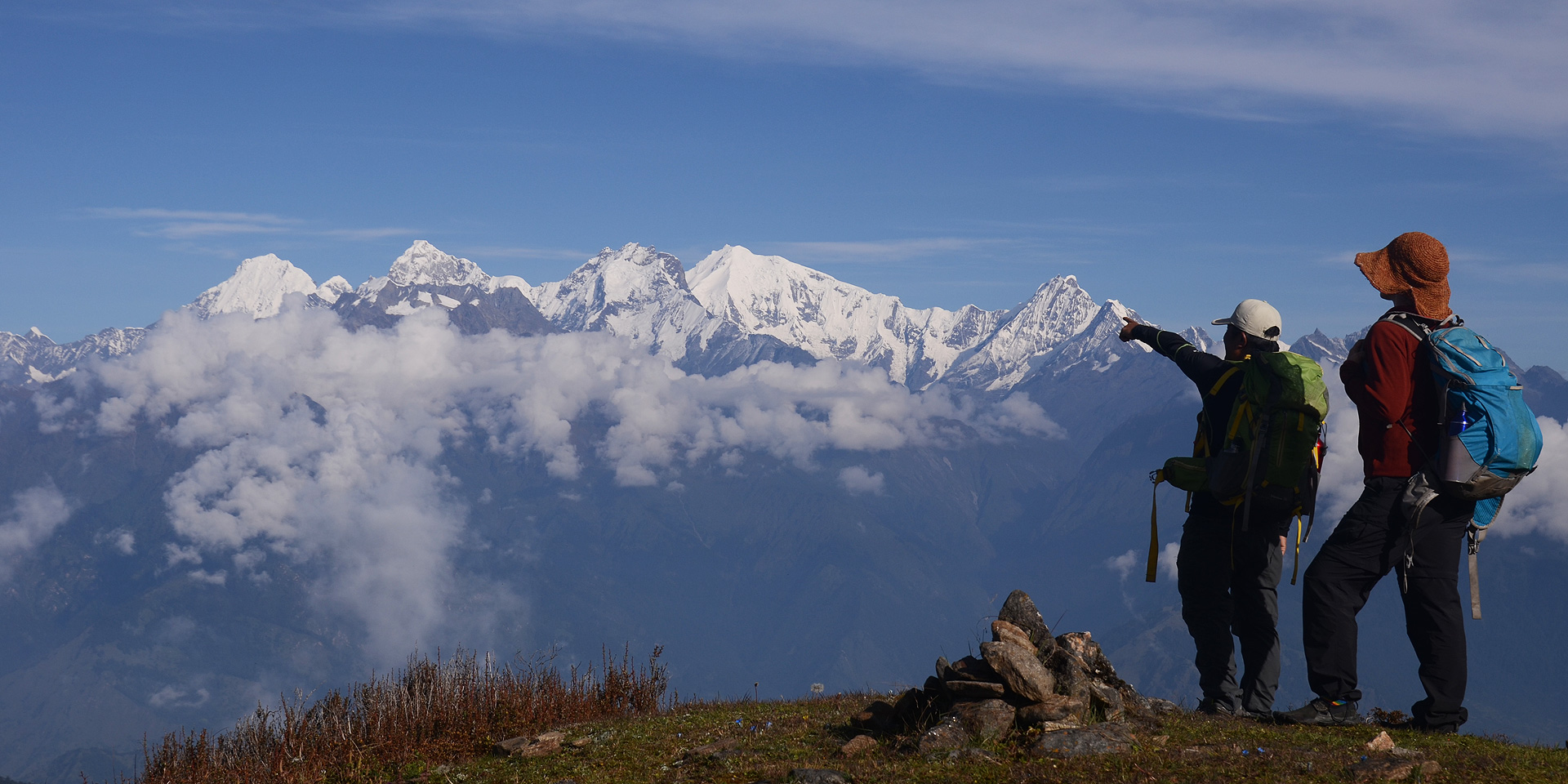 View to Ganesh Himal from Laurabina on the Gosainkunda trail in Nepal