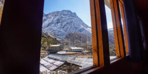 View from the tea house window at Khote in the Hinku valley, Nepal