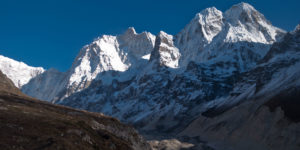 View of Kumbhakarna (Jannu) from the the Base Camp on the Kanchenjunaga trekin Nepal