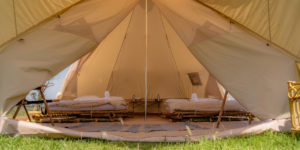 This is the interior of one of the tents at Burhan wilderness camp in Bardia national park