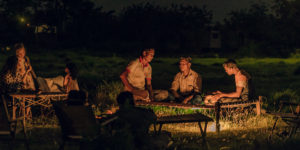 Evening relaxing at Burhan wilderness camp in the Khata corridor near Bardia national park in western Nepal