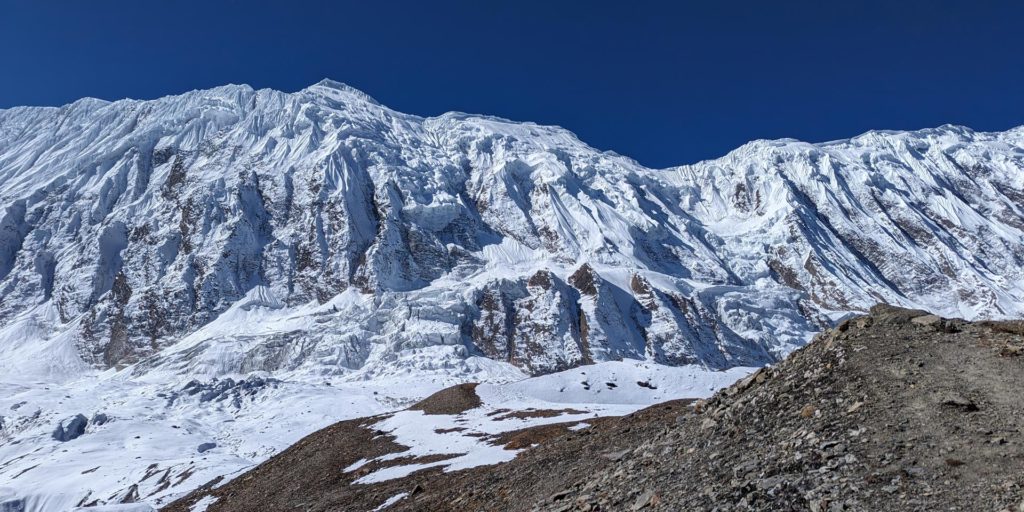 The wall between Khangsar and Tilicho peaks seen from near Tilicho tal on the Annapurna circuit