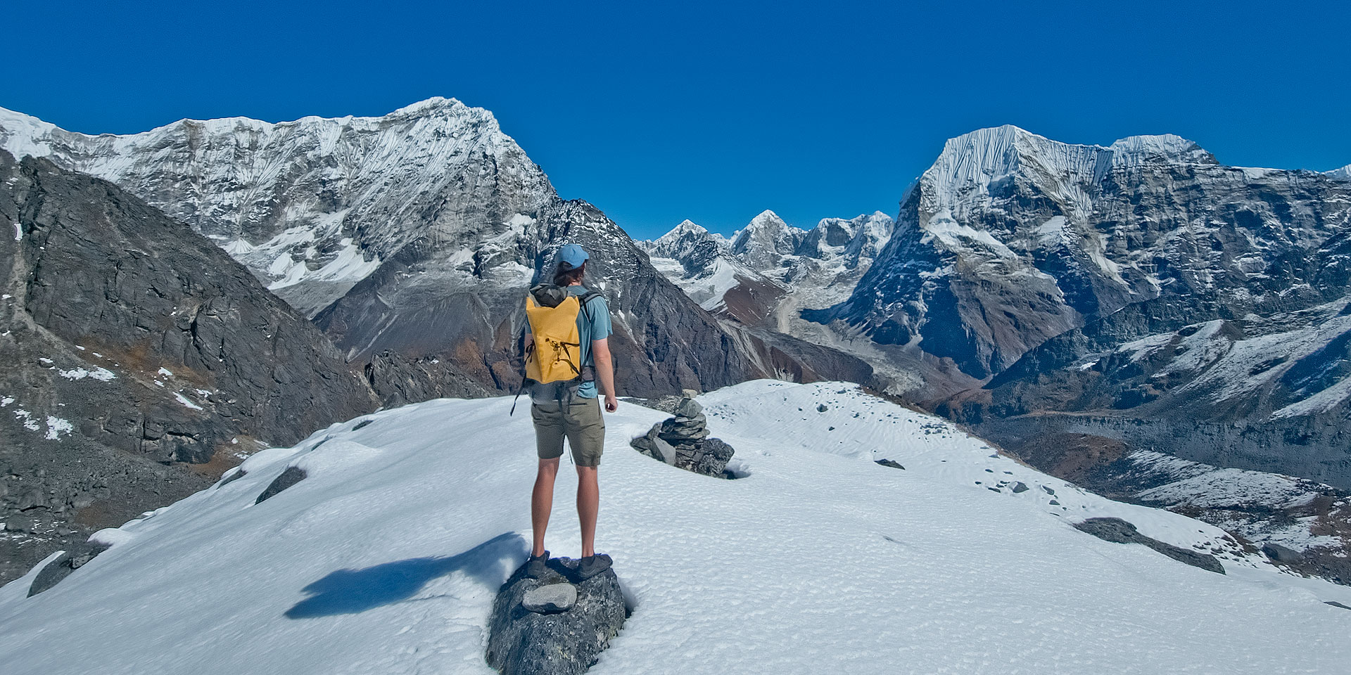 Stunning view from above Yarlung high camp in Rolwaling, Nepal